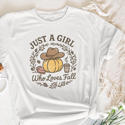 Just A Girl Who Loves Fall PNG, Pumpkin Coffee Autumn PNG - 300 DPI