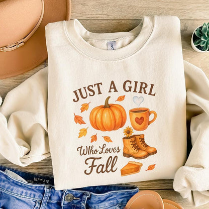 Just A Girl Who Loves Fall PNG, Pumpkin Autumn PNG - 300 DPI Design for