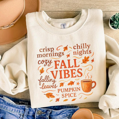 Crisp Mornings Chilly Nights Cozy Fall Vibes PNG, Pumpkin Spice Autumn