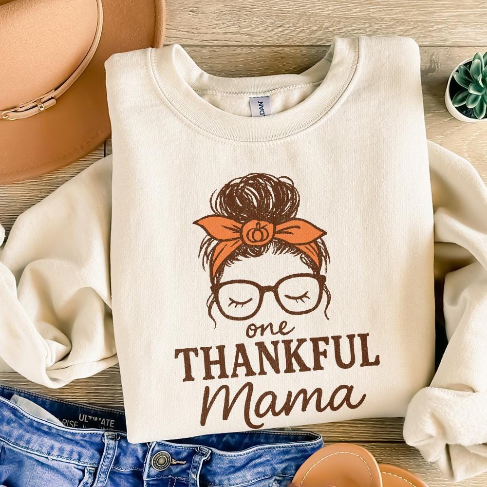 One Thankful Mama PNG, Thanksgiving Shirt PNG - 300 DPI Design for T-Shirt