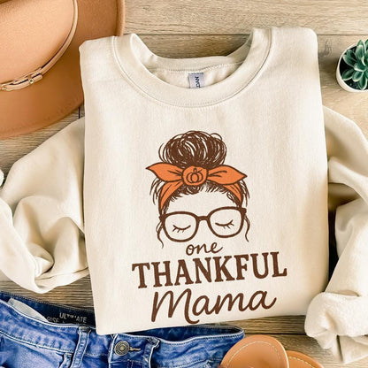 One Thankful Mama PNG, Thanksgiving Shirt PNG - 300 DPI Design for T-Shirt