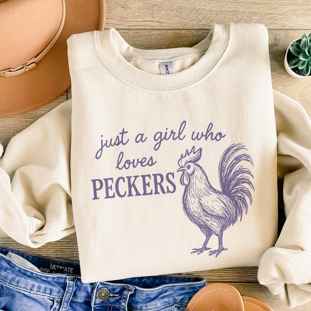 Just A Girl Who Loves Peckers PNG, Funny Chicken - 300 DPI Design for
