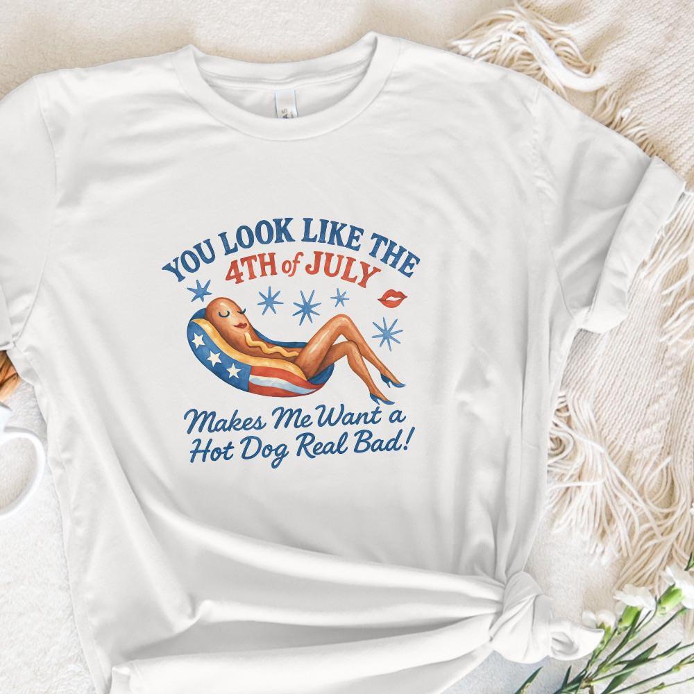 Funny 4th of July png, Cute Hot Dog png - 300 DPI Design for T-Shirt