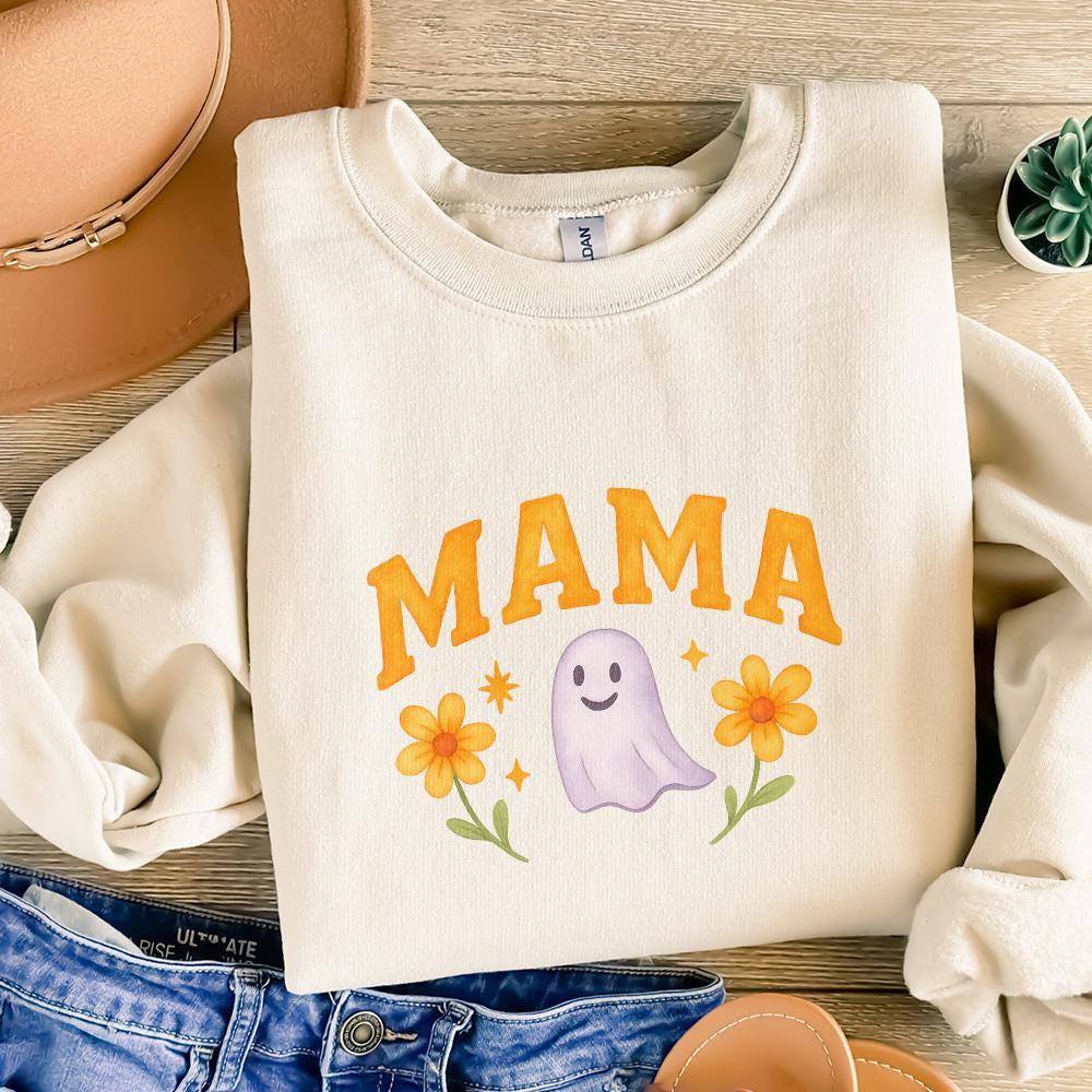 Mama PNG, Cute Ghost Floral Mother's Day Sublimation - 300 DPI Design for