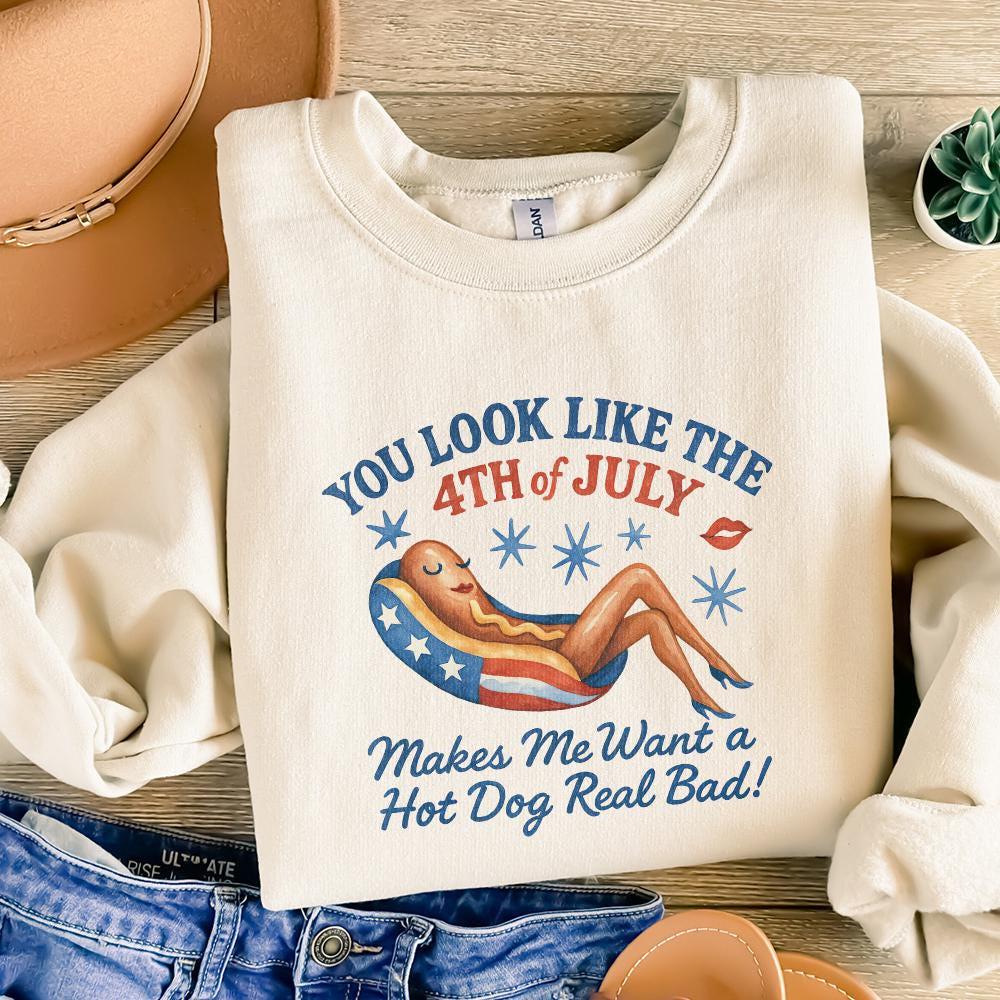 Funny 4th of July png, Cute Hot Dog png - 300 DPI Design for T-Shirt