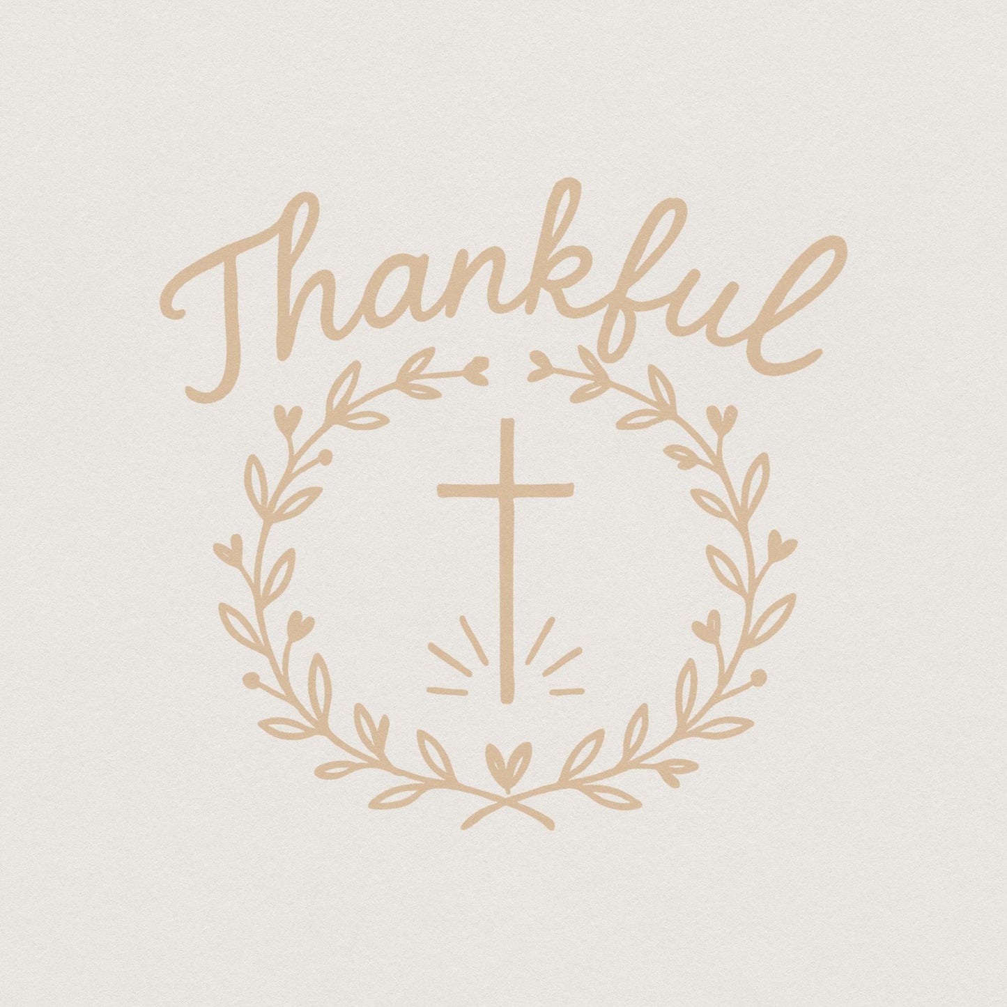 Thankful PNG, Laurel Wreath Cross Christian Sublimation - 300 DPI Design