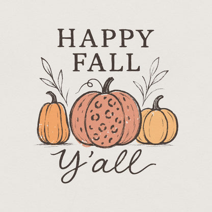 Happy Fall Y'all PNG, Rustic Pumpkin Autumn Shirt PNG - 300 DPI Design