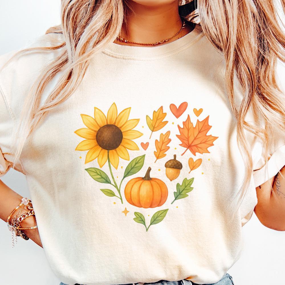 Cozy Autumn Watercolor Pumpkin Clipart PNG, Sunflower - 300 DPI Design