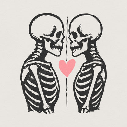Skeleton Lovers PNG, Valentine Skeleton Art - 300 DPI Design for T-Shirt