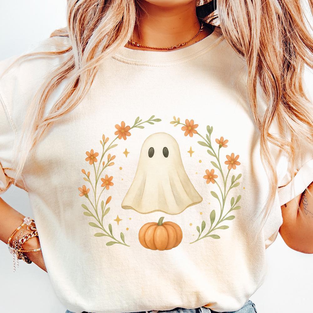 Cute Ghost Pumpkin PNG, Fall Halloween Ghost Clipart PNG - 300 DPI Design
