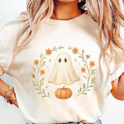 Cute Ghost Pumpkin PNG, Fall Halloween Ghost Clipart PNG - 300 DPI Design