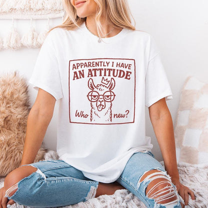 Apparently I Have An Attitude Llama PNG, Funny Attitude Llama Shirt - 300