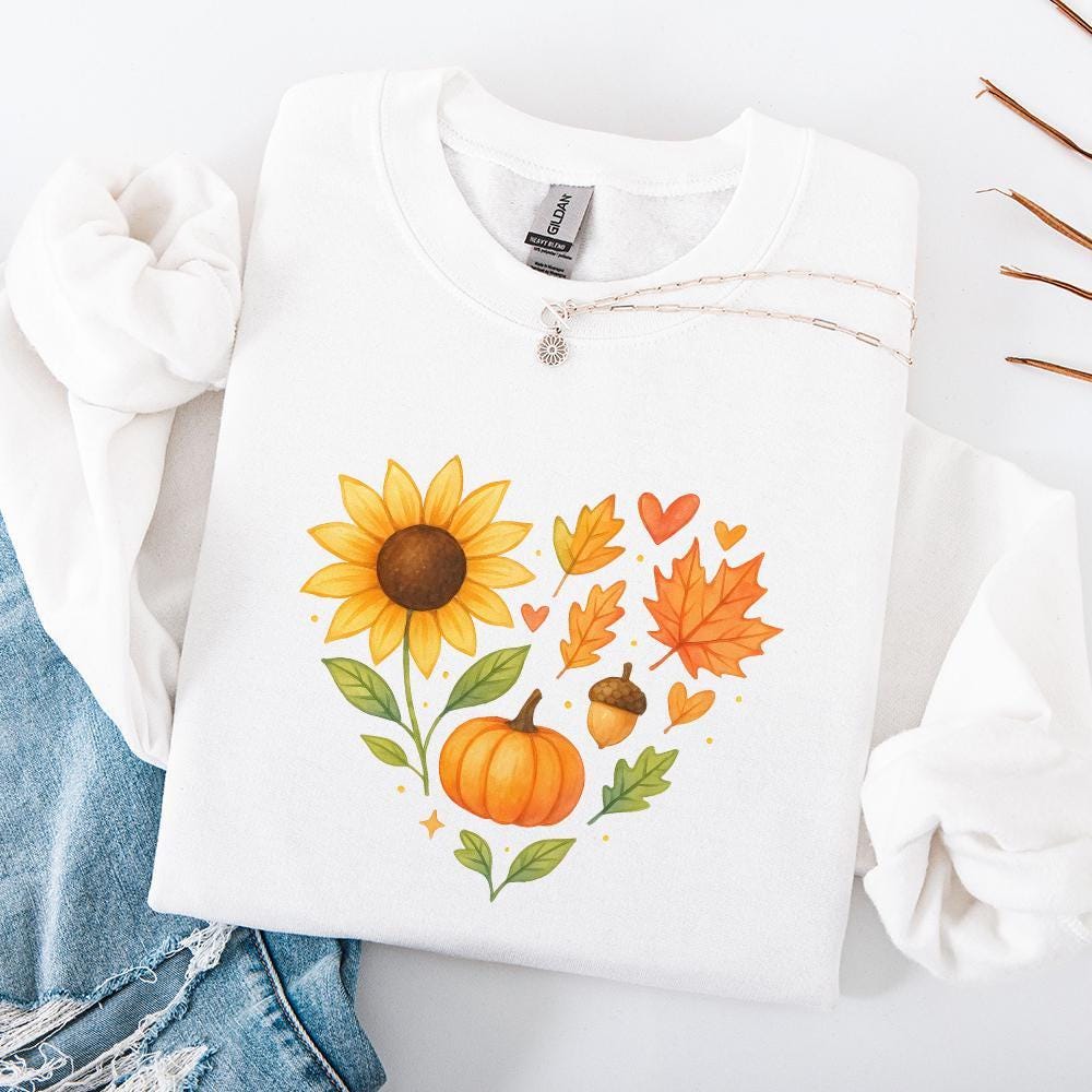Cozy Autumn Watercolor Pumpkin Clipart PNG, Sunflower - 300 DPI Design