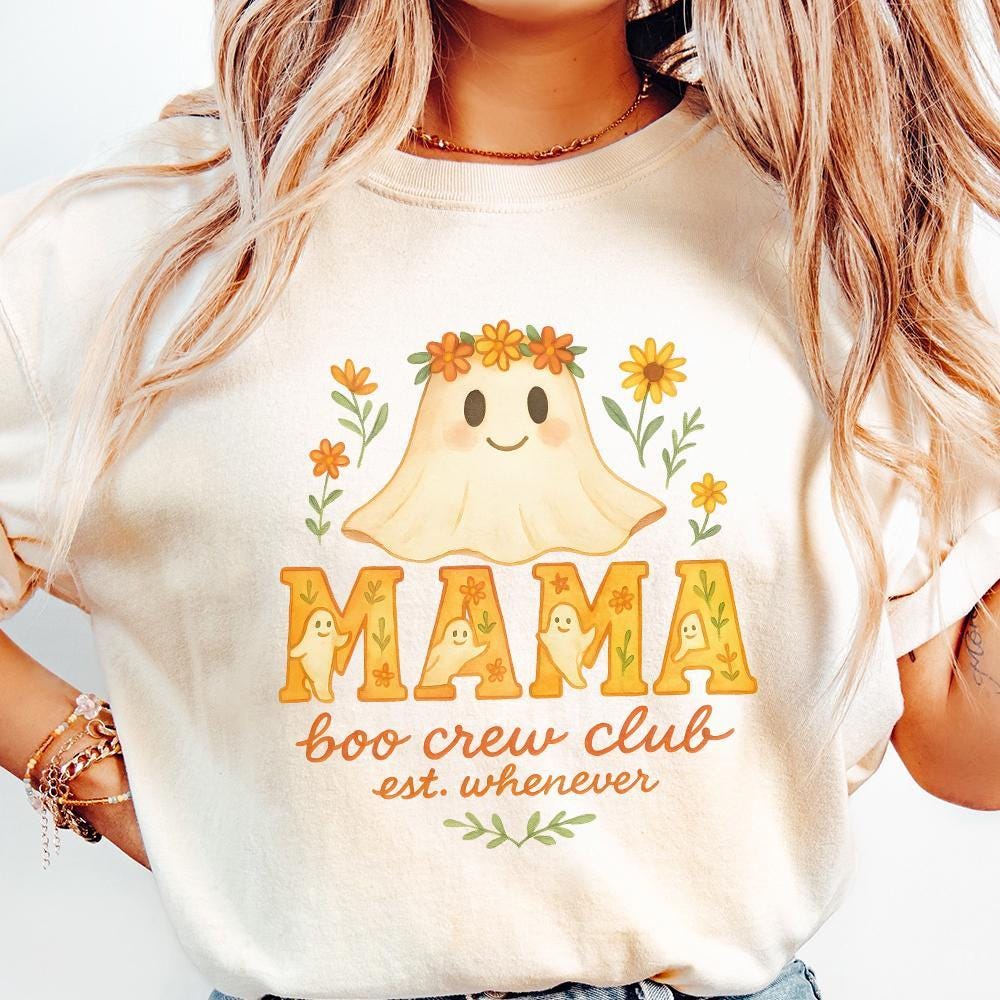 Mama Boo Crew Club PNG, Cute Ghost Mama PNG - 300 DPI Design for T-Shirt