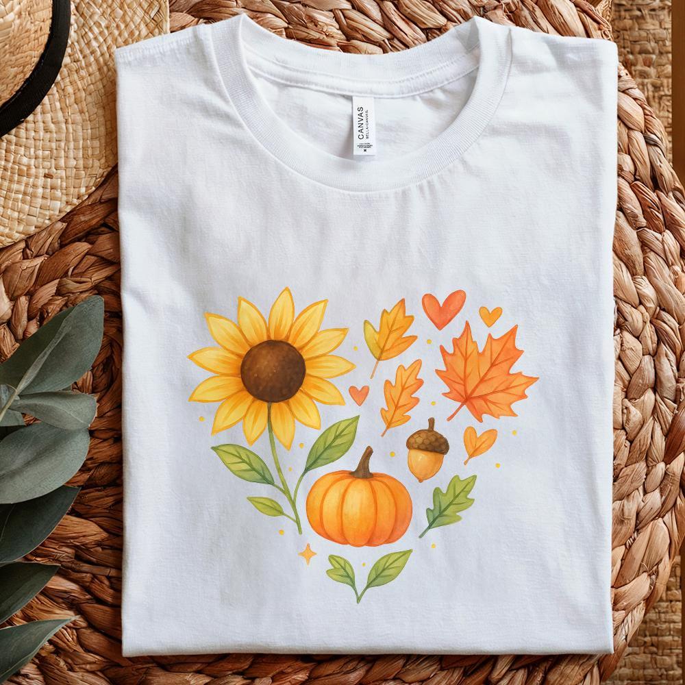 Cozy Autumn Watercolor Pumpkin Clipart PNG, Sunflower - 300 DPI Design