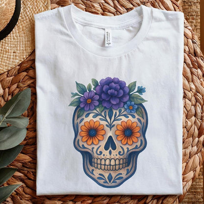 Floral Skull PNG, Sugar Skull PNG - 300 DPI Design for T-Shirt