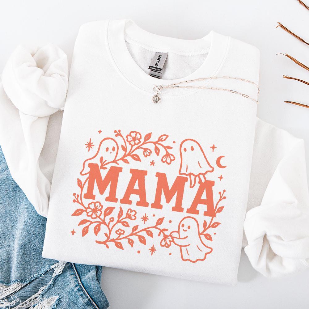 Mama Ghost PNG, Cute Halloween Mama Shirt PNG - 300 DPI Design for T-Shirt