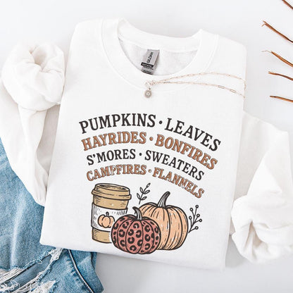 Pumpkins Leaves Hayrides Bonfires Fall PNG, Autumn Coffee Cup - 300 DPI