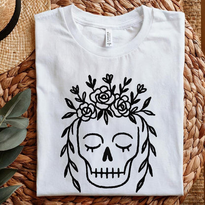 Floral Skull PNG, Boho Botanical Skull Art Digital Download - 300 DPI