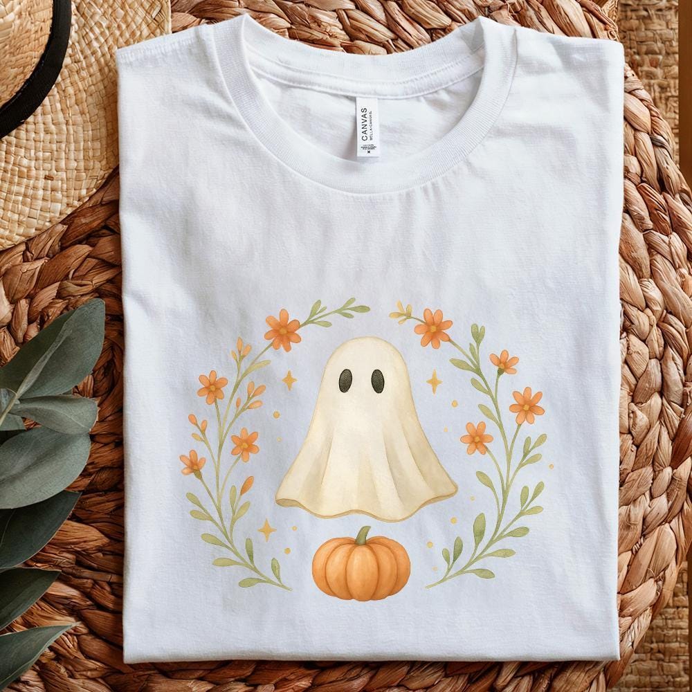Cute Ghost Pumpkin PNG, Fall Halloween Ghost Clipart PNG - 300 DPI Design