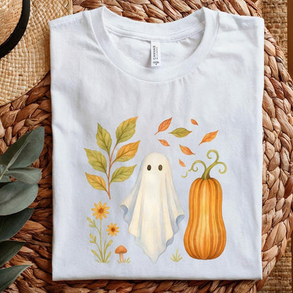 Whimsical Ghost PNG, Fall Pumpkin Watercolor PNG - 300 DPI Design for