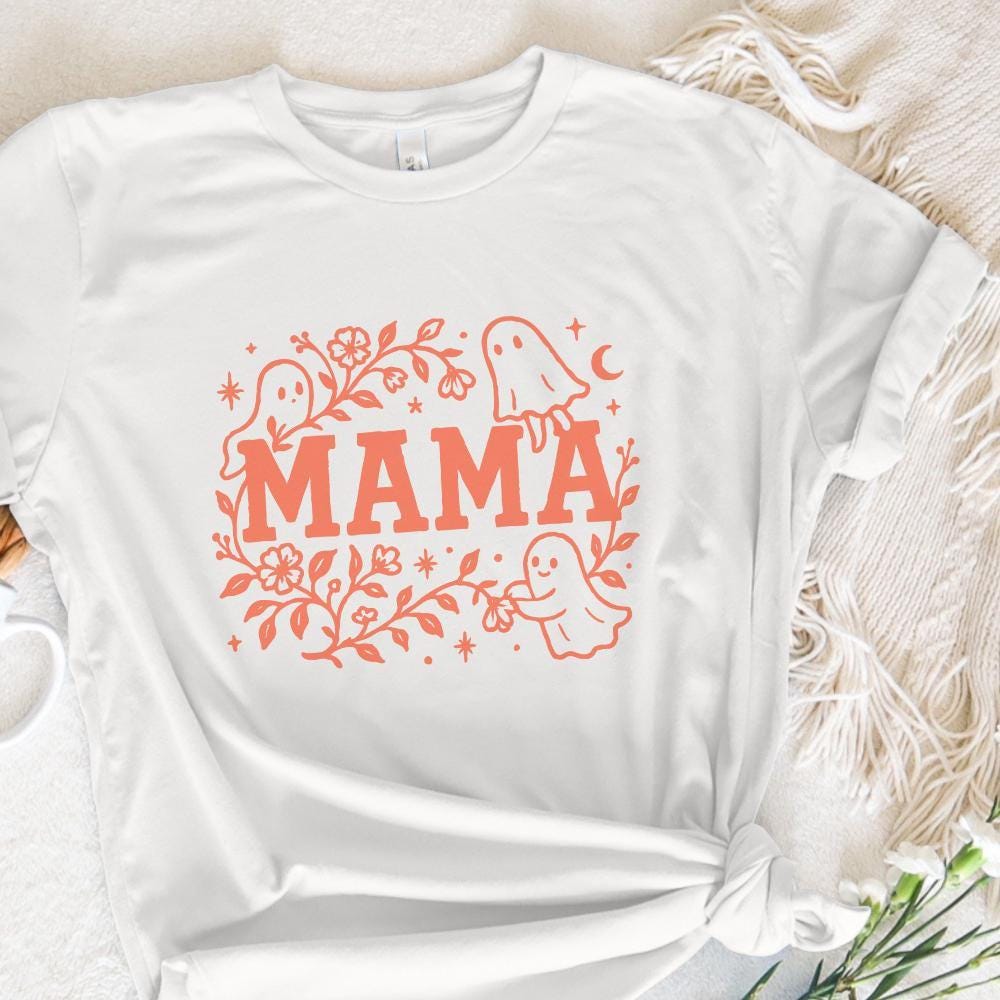 Mama Ghost PNG, Cute Halloween Mama Shirt PNG - 300 DPI Design for T-Shirt