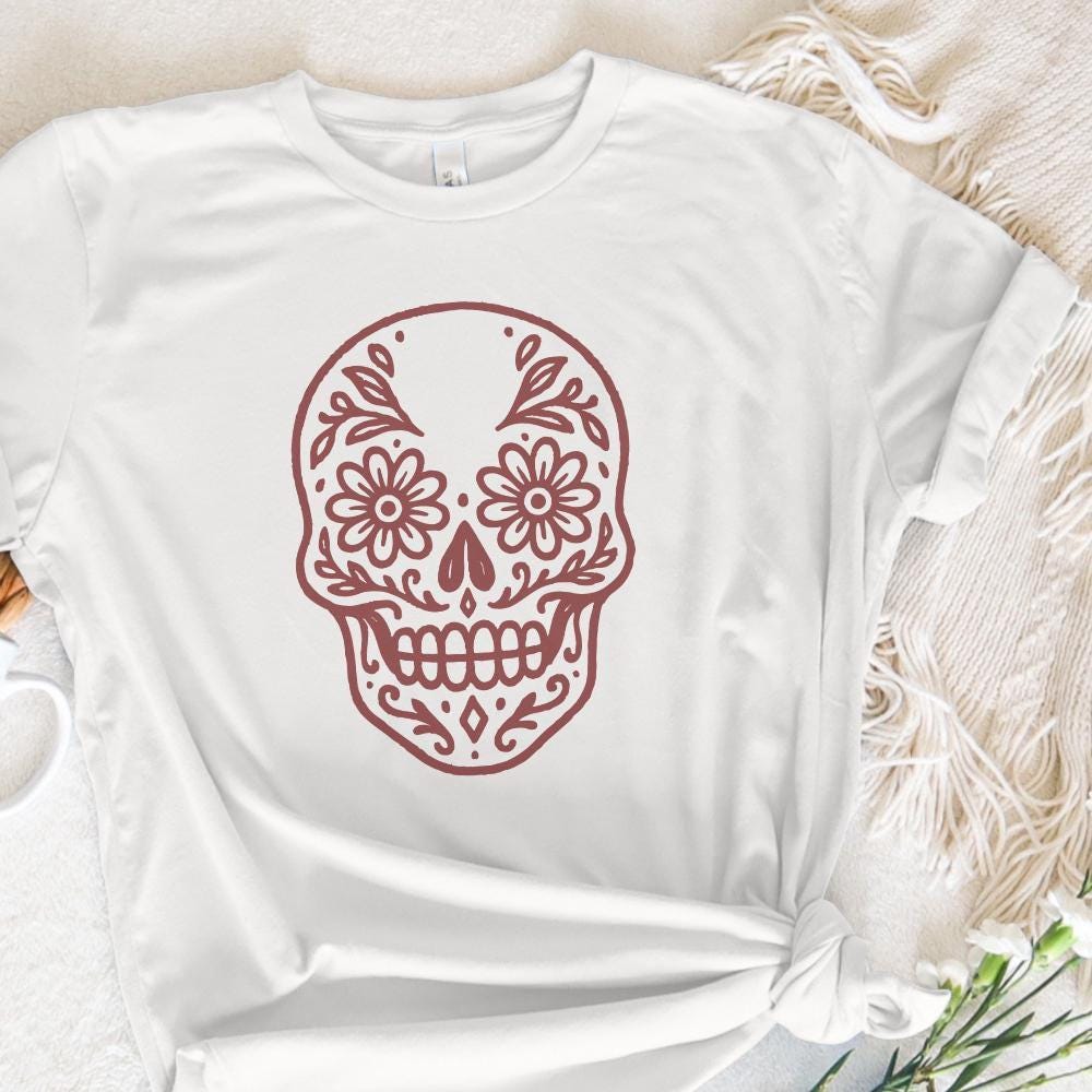 Day Of The Dead Skull PNG, Sugar Skull Floral PNG For T-Shirts - 300 DPI