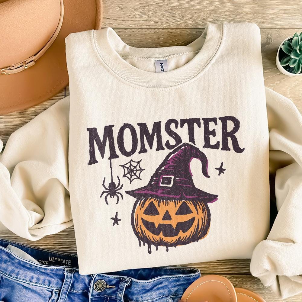 Momster Halloween PNG, Funny Mom Witch Pumpkin PNG Design - 300 DPI
