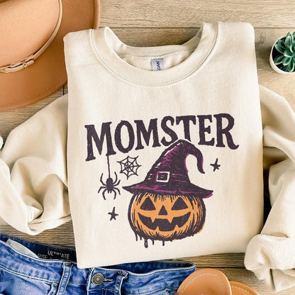 Momster Halloween PNG, Funny Mom Witch Pumpkin PNG Design - 300 DPI