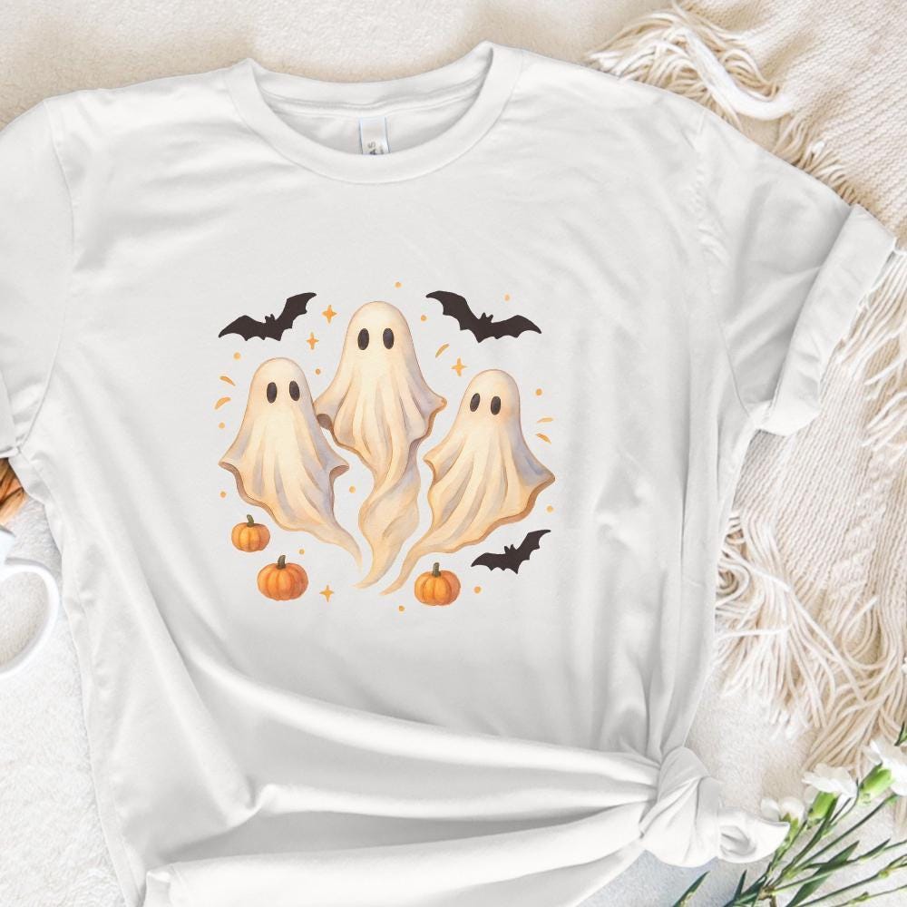 Cute Watercolor Ghosts PNG, Halloween PNG - 300 DPI Design for T-Shirt