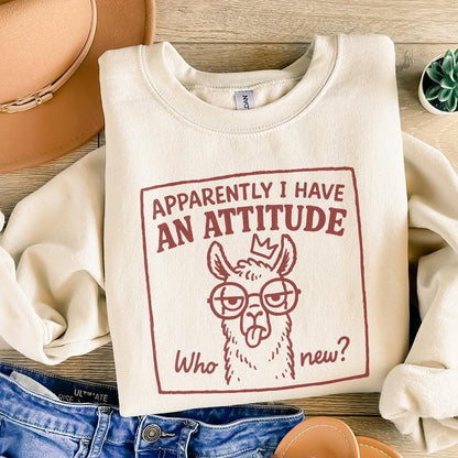 Apparently I Have An Attitude Llama PNG, Funny Attitude Llama Shirt - 300