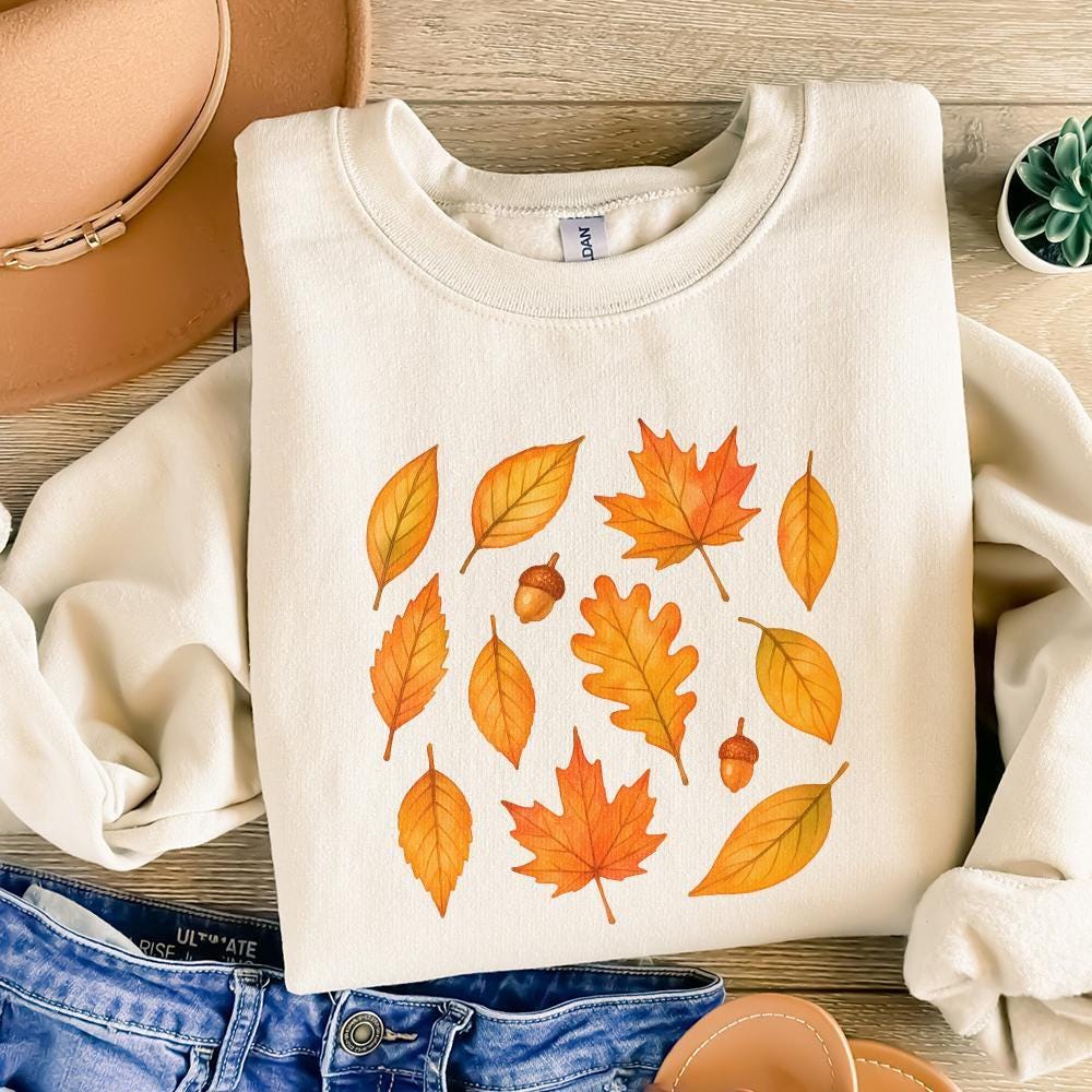 Autumn Leaves Watercolor PNG, Fall Leaf Clipart - 300 DPI Design for