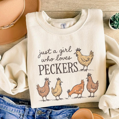 Just A Girl Who Loves Peckers PNG, Funny Chicken PNG - 300 DPI Design for