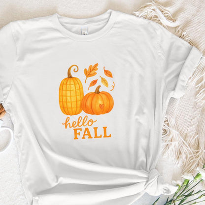 Hello Fall Pumpkins PNG, Autumn Leaves Fall Sublimation - 300 DPI Design