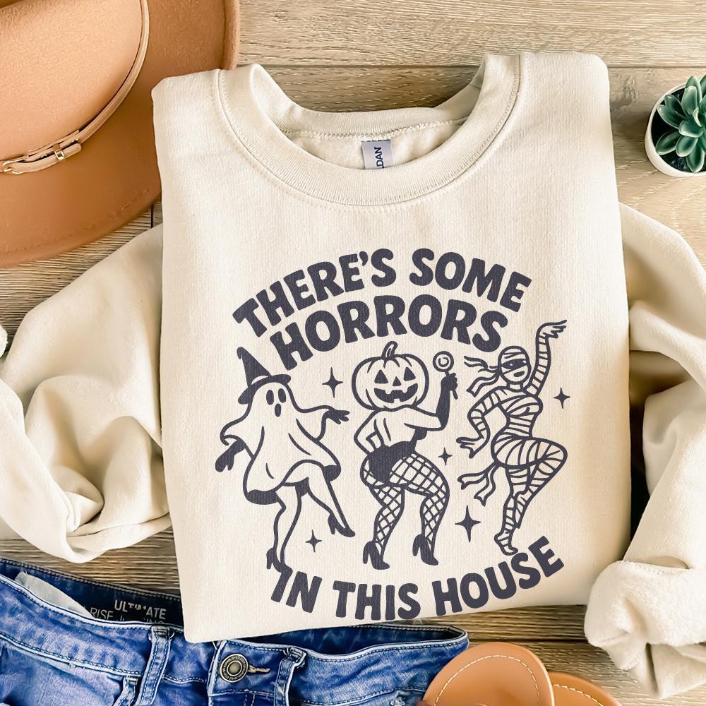 There's Some Horrors In This House Halloween PNG, Funny Halloween Shirt