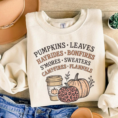 Pumpkins Leaves Hayrides Bonfires Fall PNG, Autumn Coffee Cup - 300 DPI