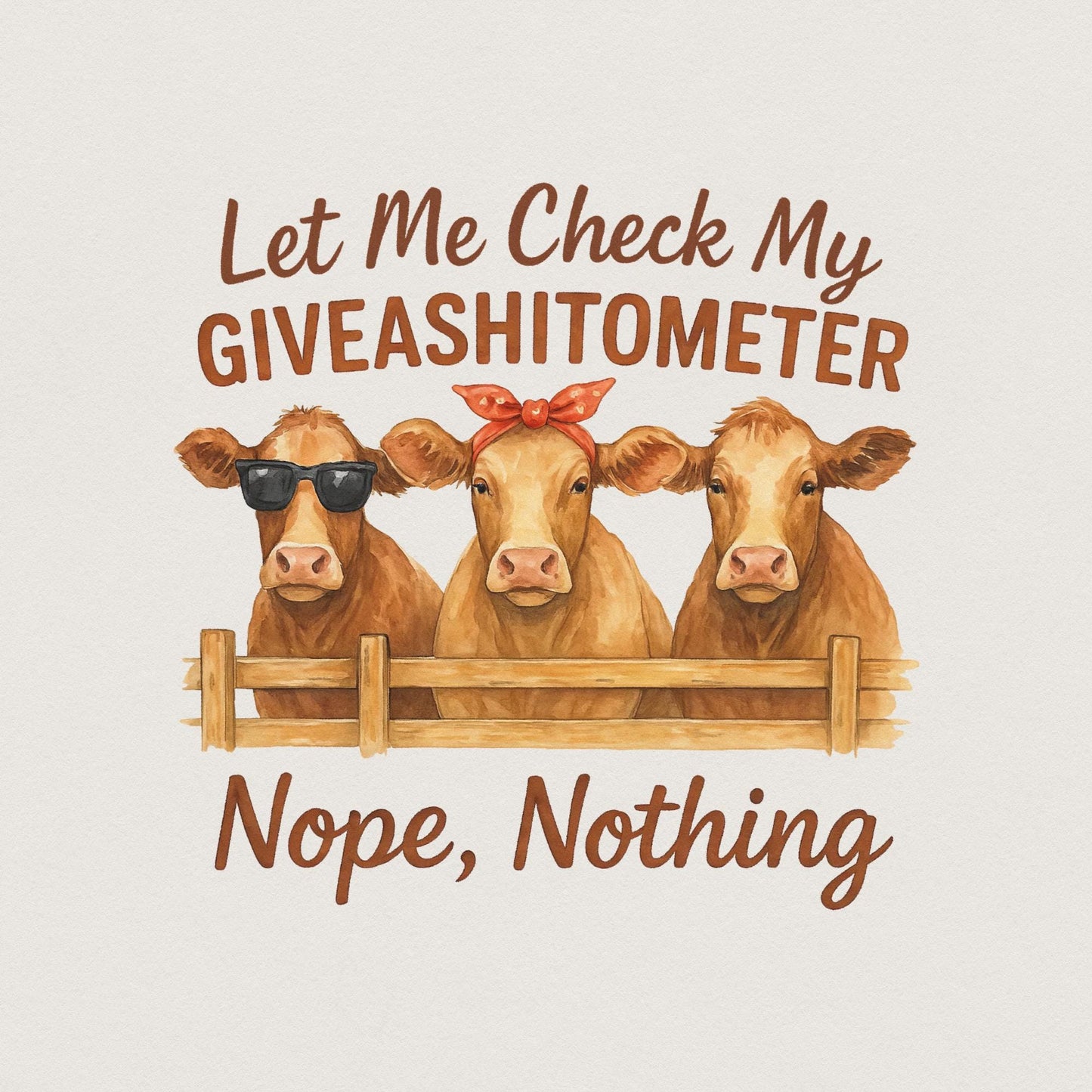Funny Cow Giveashitometer PNG, Digital Download Clipart - 300 DPI Design