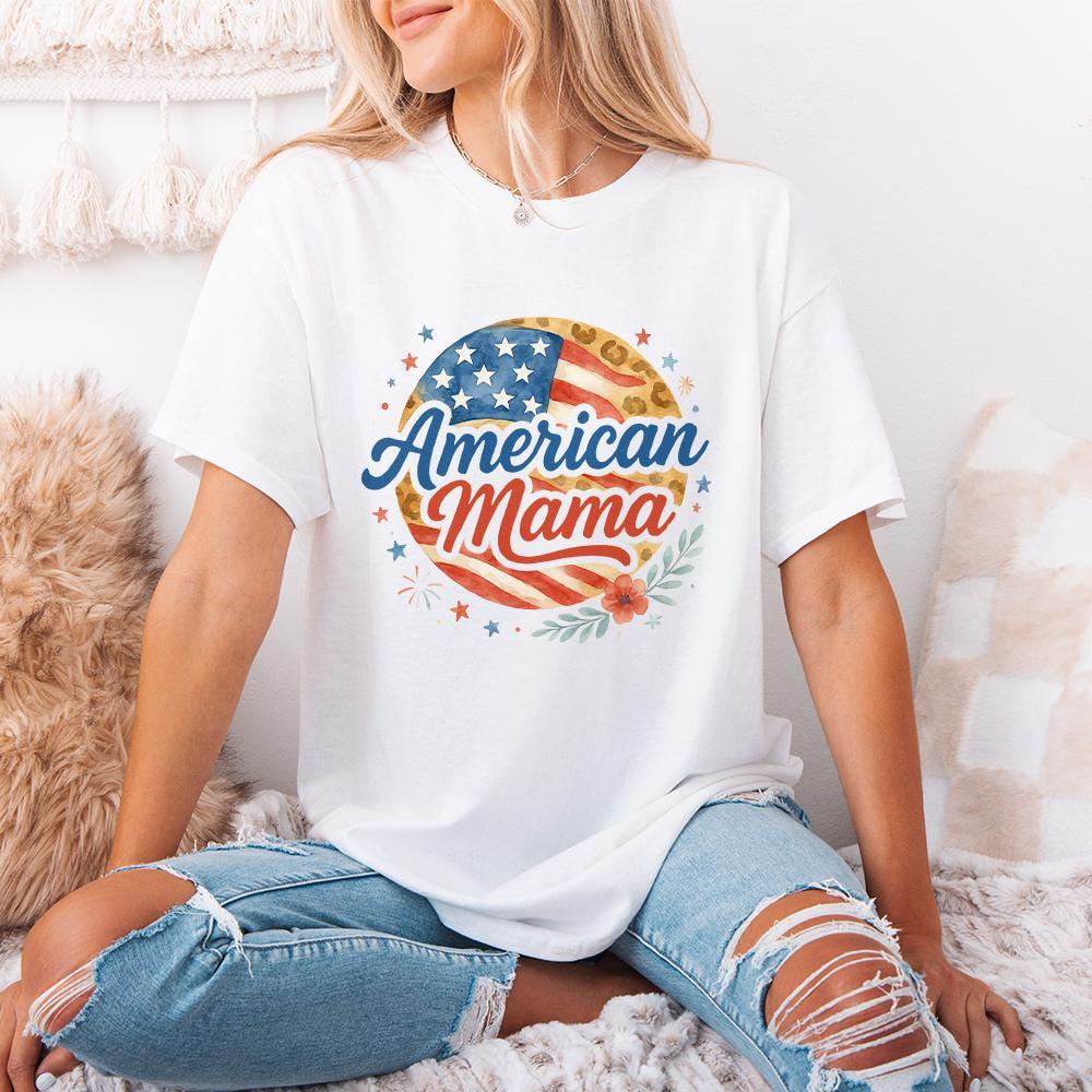 4th of July PNG, Retro American Mama Sublimation Design - 300 DPI Design
