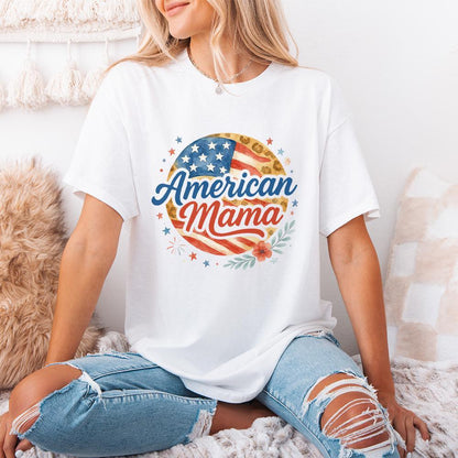 4th of July PNG, Retro American Mama Sublimation Design - 300 DPI Design