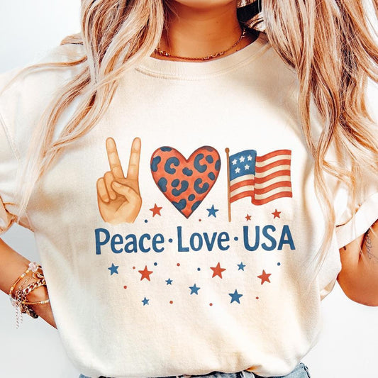 4th of July PNG, Peace Love USA - 300 DPI Design for T-Shirt