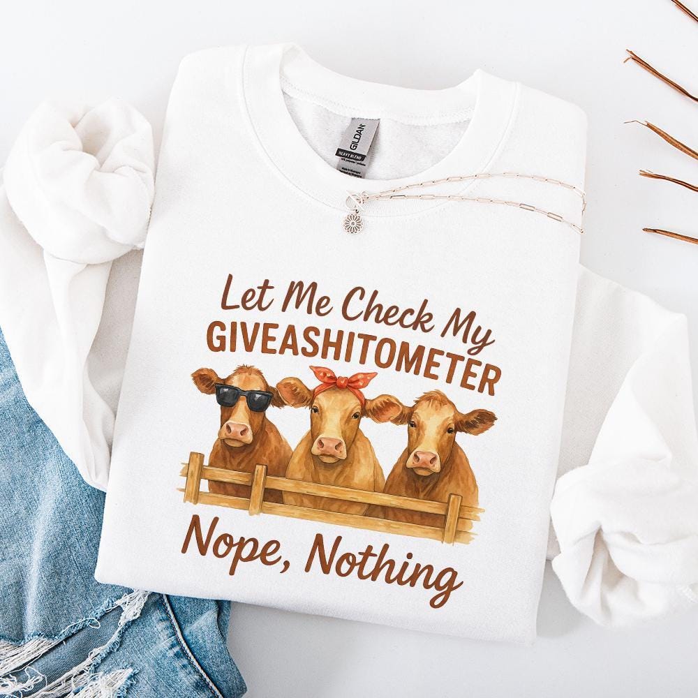 Funny Cow Giveashitometer PNG, Digital Download Clipart - 300 DPI Design