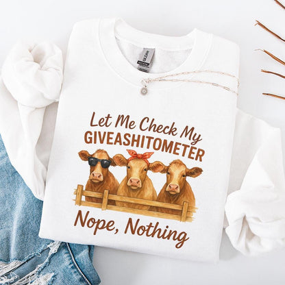 Funny Cow Giveashitometer PNG, Digital Download Clipart - 300 DPI Design