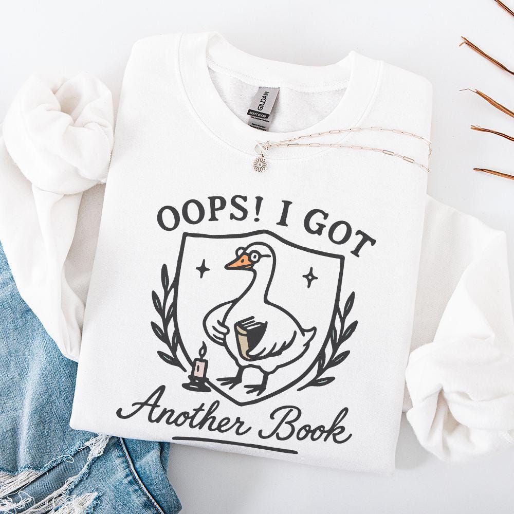 Oops I Bought Another Book PNG, Funny Goose Bookish PNG - 300 DPI Design