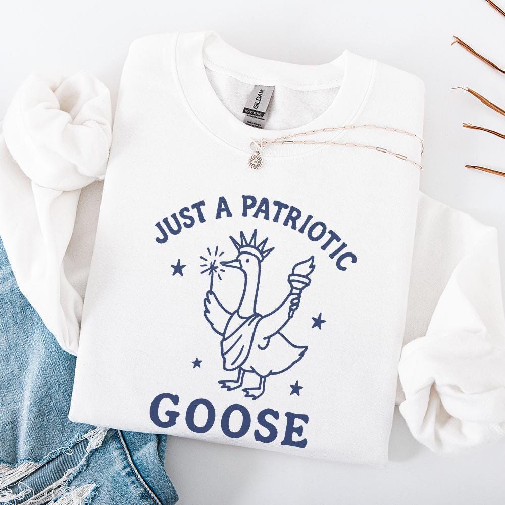 Patriotic Goose PNG, 4th of July Silly Goose Clipart - 300 DPI Design for