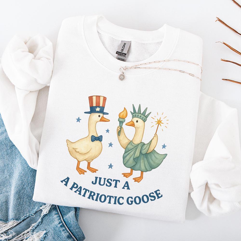 Patriotic Goose PNG, 4th of July Silly Goose Clipart - 300 DPI Design for