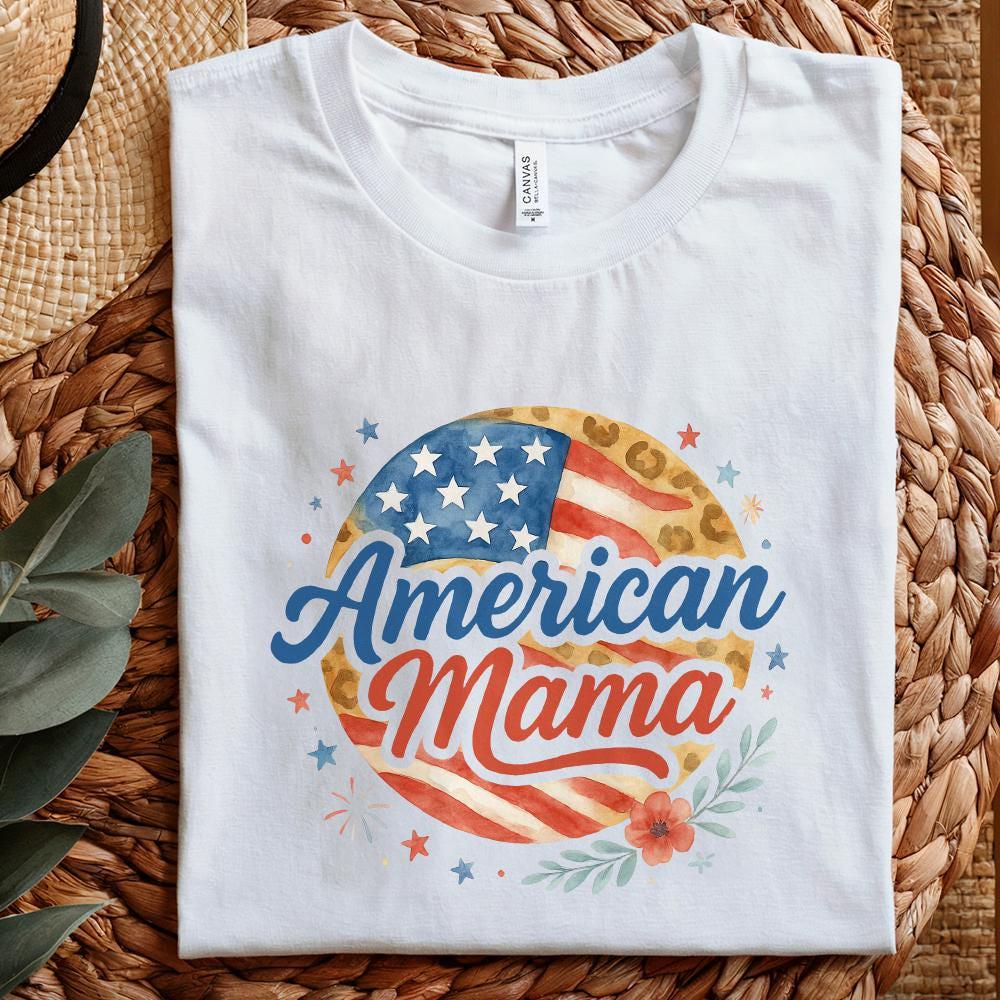4th of July PNG, Retro American Mama Sublimation Design - 300 DPI Design