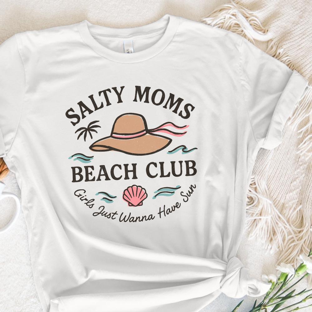 Salty Moms Beach Club PNG Digital Download, Retro Beach Girl - 300 DPI