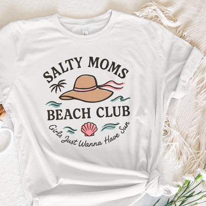 Salty Moms Beach Club PNG Digital Download, Retro Beach Girl - 300 DPI