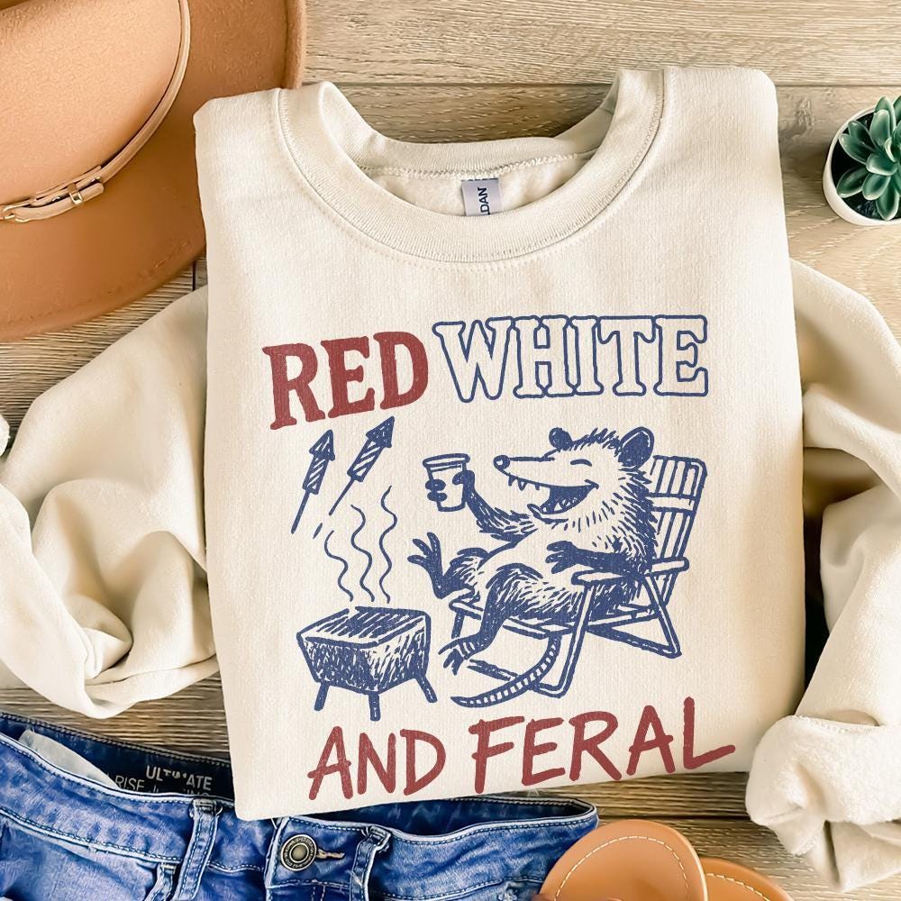 Red White and Feral PNG, Feral Raccoon Png - 300 DPI Design for T-Shirt