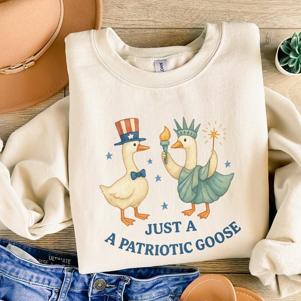 Patriotic Goose PNG, 4th of July Silly Goose Clipart - 300 DPI Design for